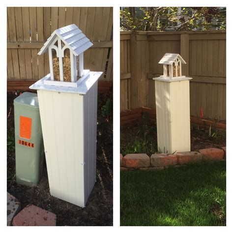 decoration near yard electric boxes|diy utility boxes in yard.